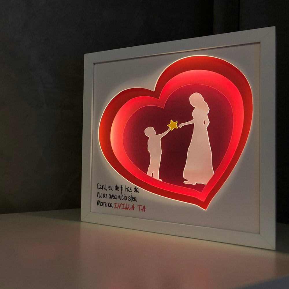 Noorhandmadeatelier Tablou luminos Parinti si copii 005