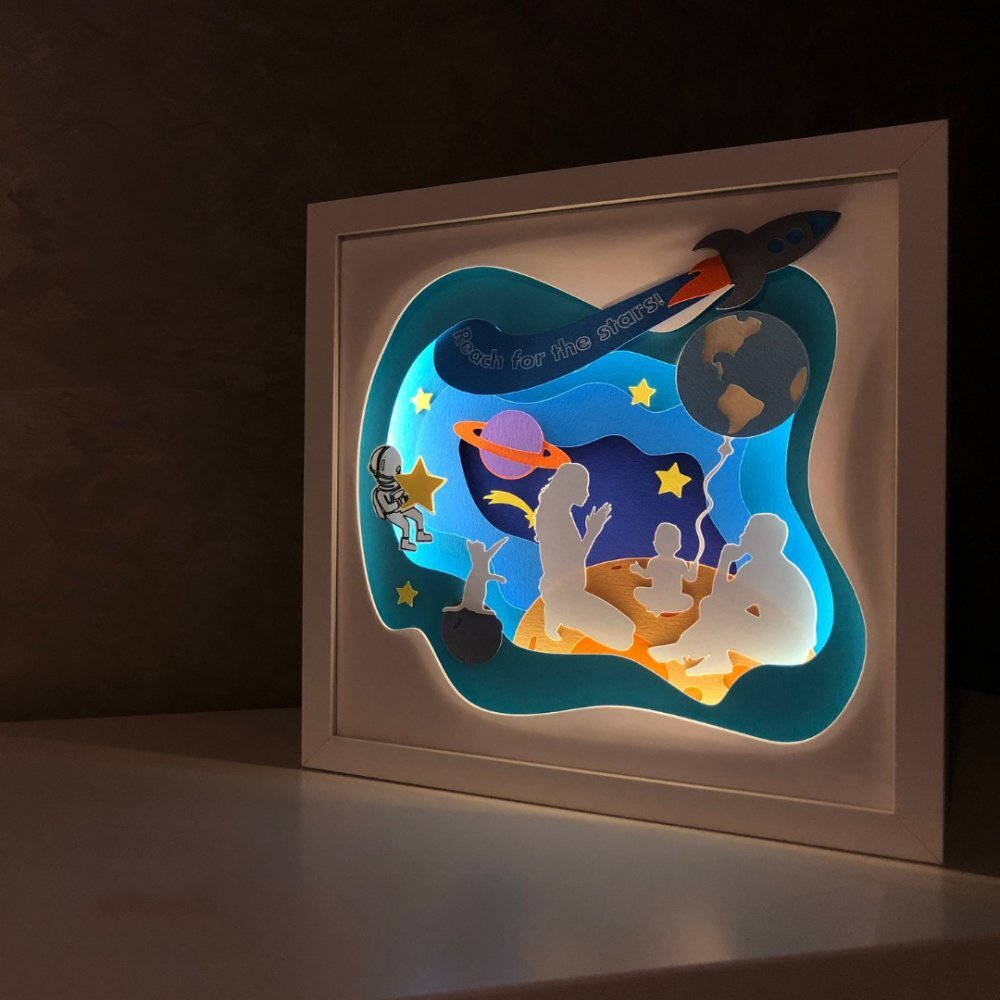 Noorhandmadeatelier Tablou luminos Parinti si copii 033