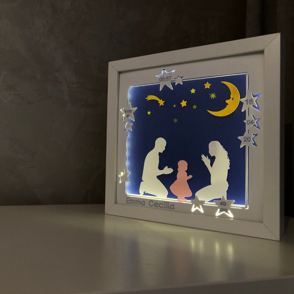 Noorhandmadeatelier Tablou luminos Parinti si copii 048