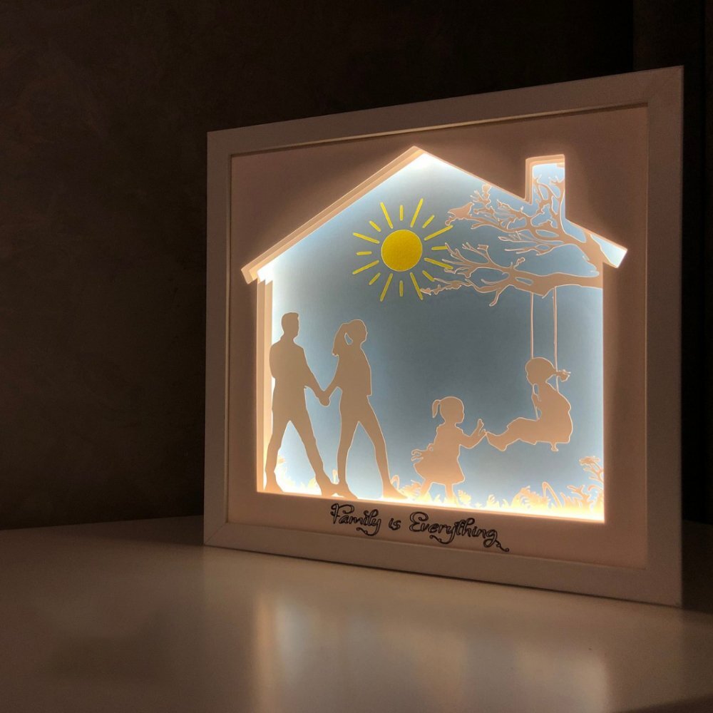 Noorhandmadeatelier Tablou luminos Parinti si copii 055