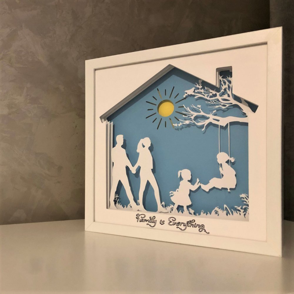 Noorhandmadeatelier Tablou luminos Parinti si copii 055
