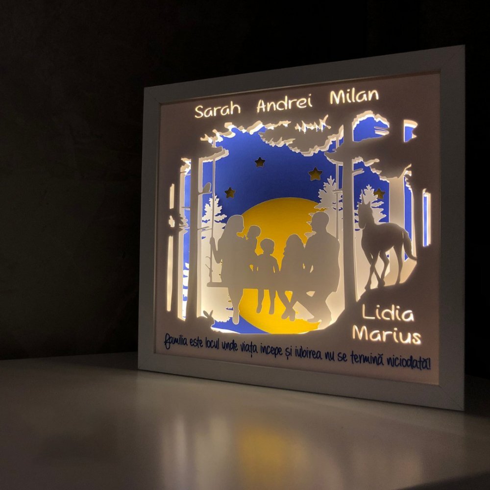 Noorhandmadeatelier Tablou luminos Parinti si copii 058