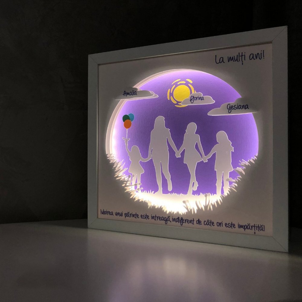 Noorhandmadeatelier Tablou luminos Parinti si copii 059