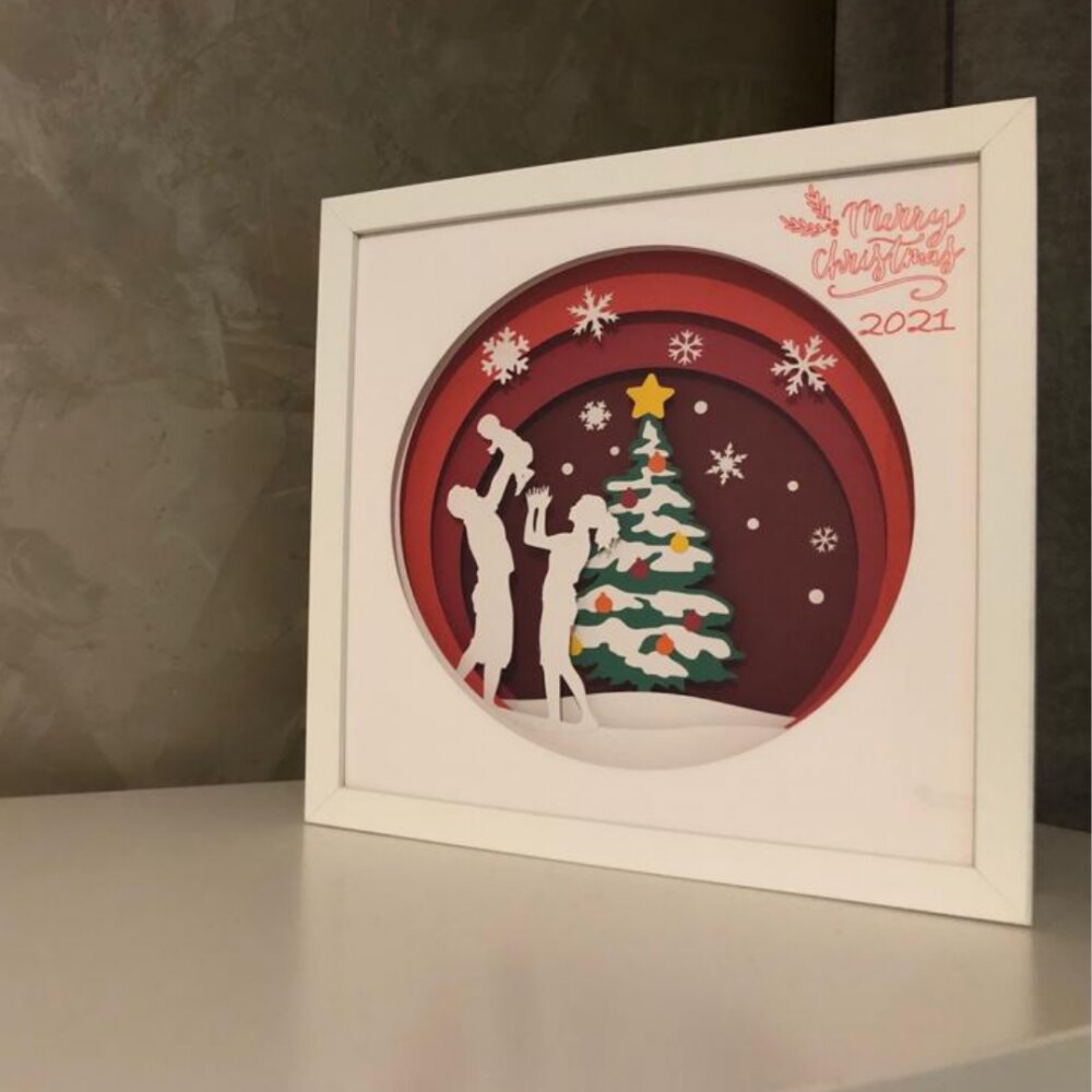 Noorhandmadeatelier Tablou luminos Parinti si copii 062 Craciun