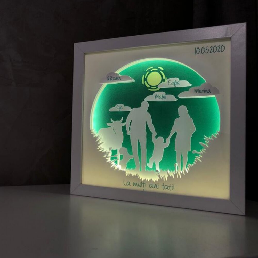 Noorhandmadeatelier Tablou luminos Parinti si copii 064