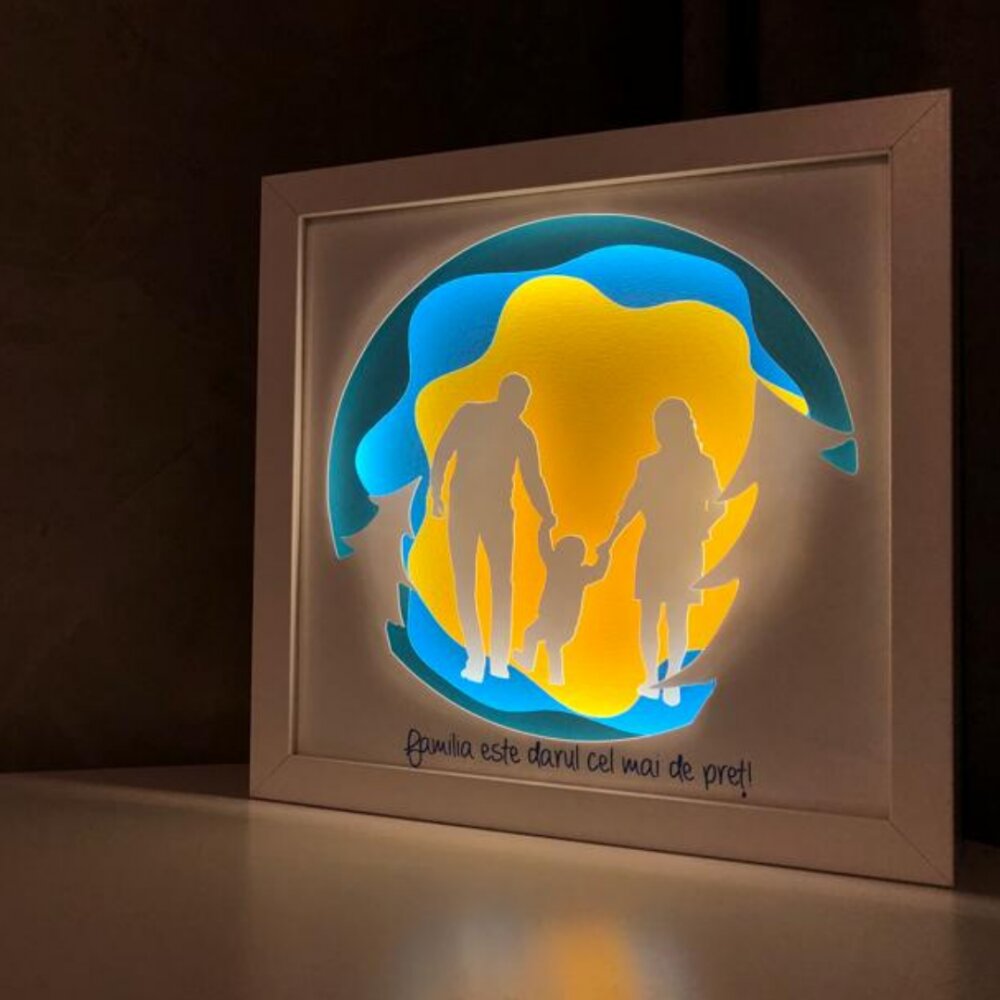 Noorhandmadeatelier Tablou luminos Parinti si copii 066