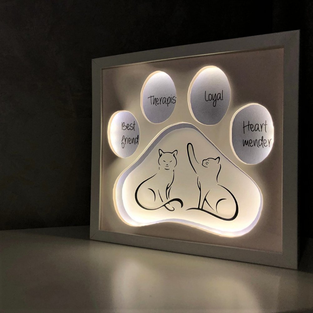Noorhandmadeatelier Tablou luminos Pisica 002