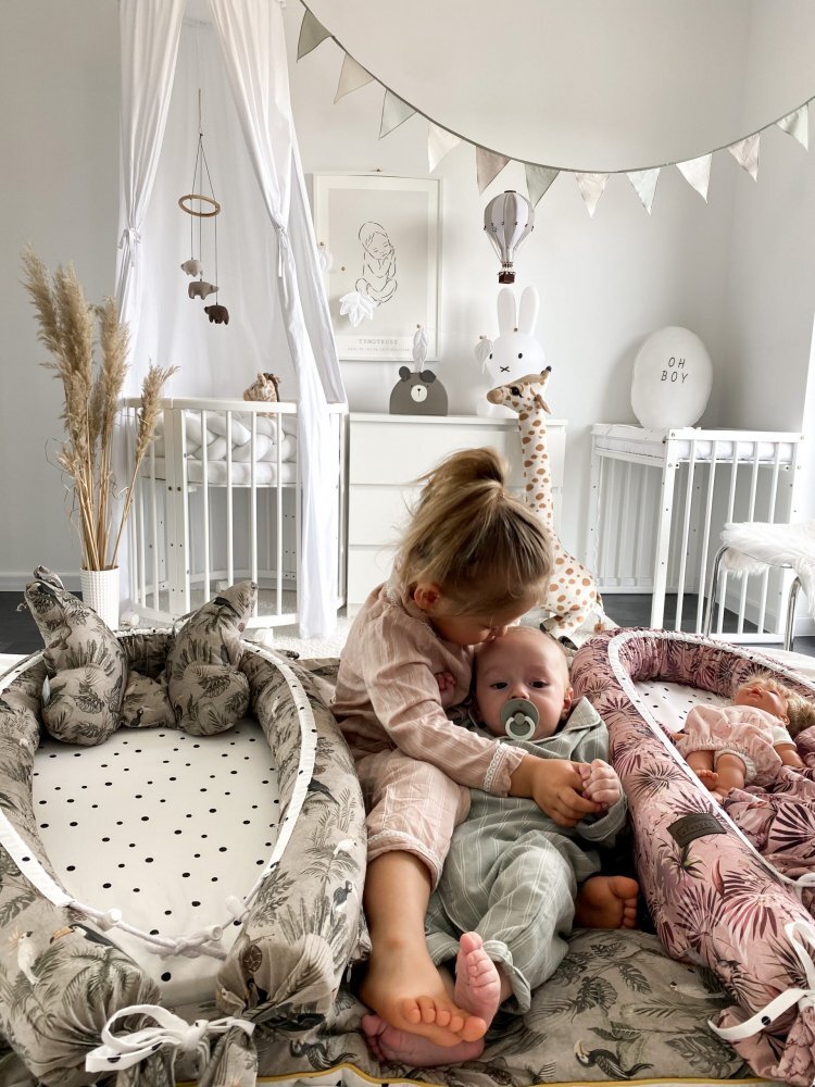Nor Pufos Baby nest 2 fete din bumbac Jungle Pink Sleepee