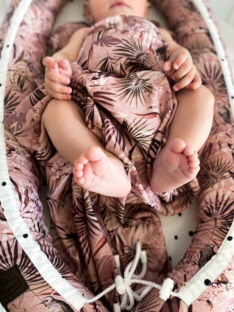 Nor Pufos Baby nest 2 fete din bumbac Jungle Pink Sleepee