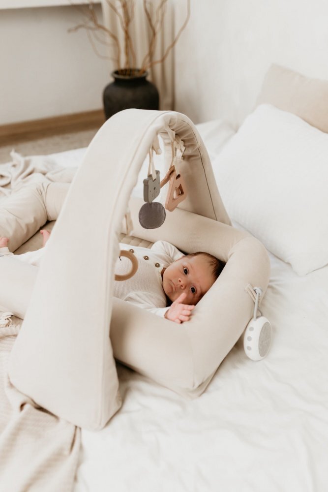Nor Pufos Baby nest modular cu arcada de jucarii si aparat de sunete 4in1 pink Sleepee