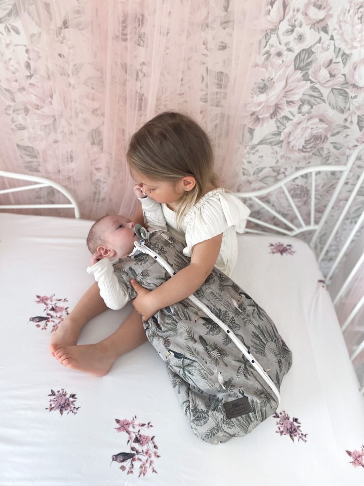 Nor Pufos Cearceaf din bumbac pentru patut 120x60 cm Jungle Bird Sleepee