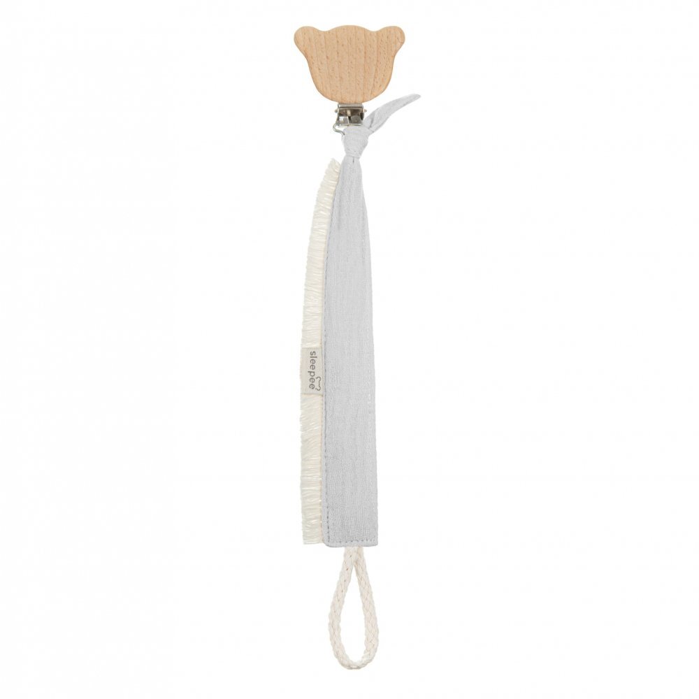 Nor Pufos Lant cu clips pentru suzeta Boho gri Sleepee