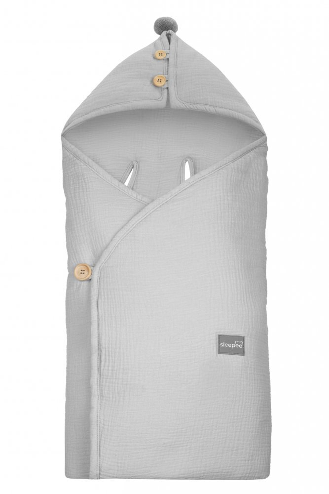 Nor Pufos Paturica universala pentru scoica auto bumbacmuselina Gri light Sleepee 1.5 Tog