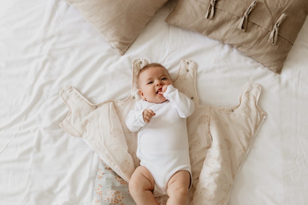 Nor Pufos Sac de dormit din bumbac 0-4 luni Newborn Animale de Epoca Sky Blue Sleepee 25 tog