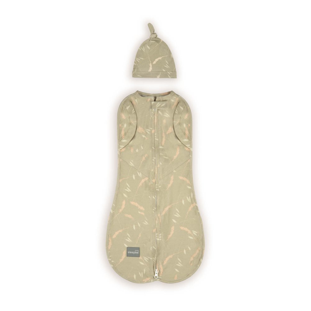 Nor Pufos Saculet din bumbac Swaddle pentru infasat + caciulita Second Step Meadow Sleepee
