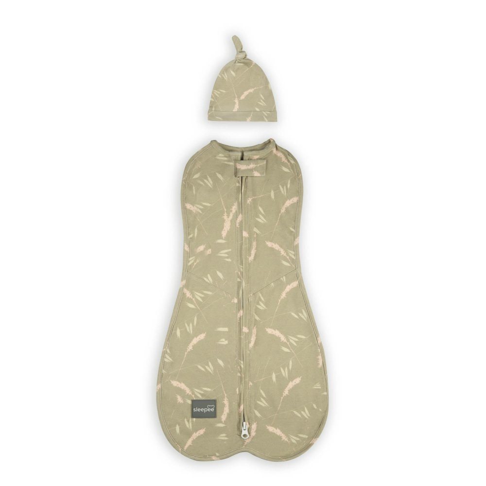 Nor Pufos Saculet din bumbac Swaddle pentru infasat Nou nascut + caciulita First Step Meadow