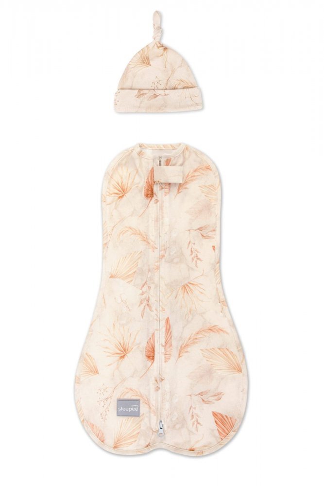 Nor Pufos Saculet swaddle pemtru infasat nou nascut + caciulita First Step Boho Sand Sleepee