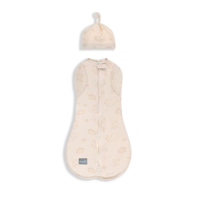 Nor Pufos Saculet Swaddle pentru infasat + caciulita Second Step Animale de Epoca Cream Sleepee