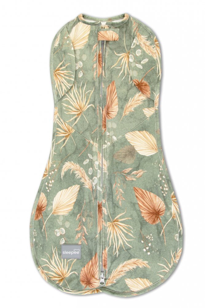 Nor Pufos Saculet swaddle pentru infasat + caciulita Second Step Boho Green Sleepee