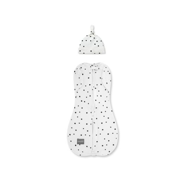 Nor Pufos Saculet Swaddle pentru infasat + caciulita Second Step Dots 0.2 Tog Sleepee