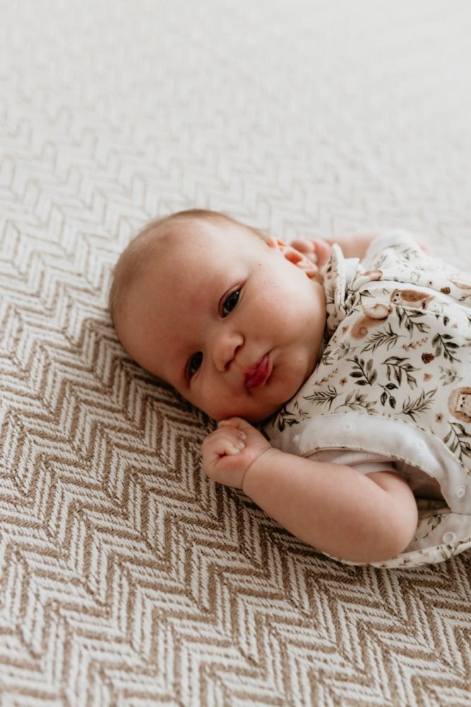 Nor Pufos Saculet swaddle pentru infasat + caciulita Second Step Forest Ivory Sleepee