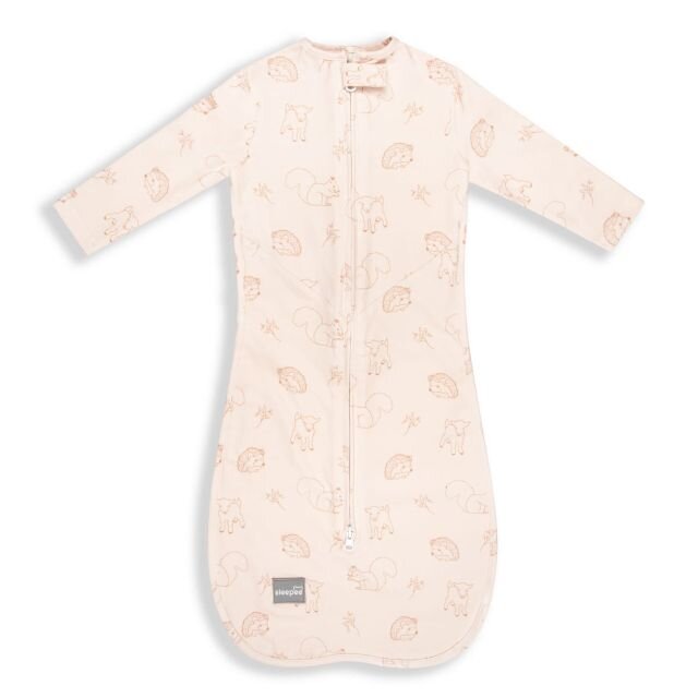 Nor Pufos Saculet Swaddle pentru infasat din bumbac + caciulita Animale de Epoca cream Sleepee