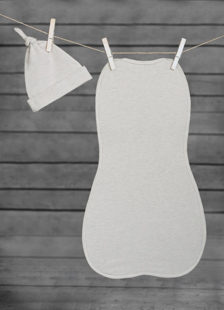 Nor Pufos Saculet swaddle pentru infasat din bumbac + caciulita Second Step bej Sleepee