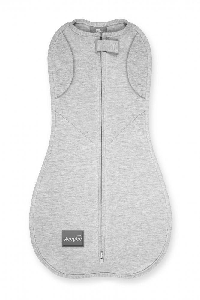 Nor Pufos Saculet swaddle pentru infasat din bumbac + caciulita Second Step gri deschis Sleepee
