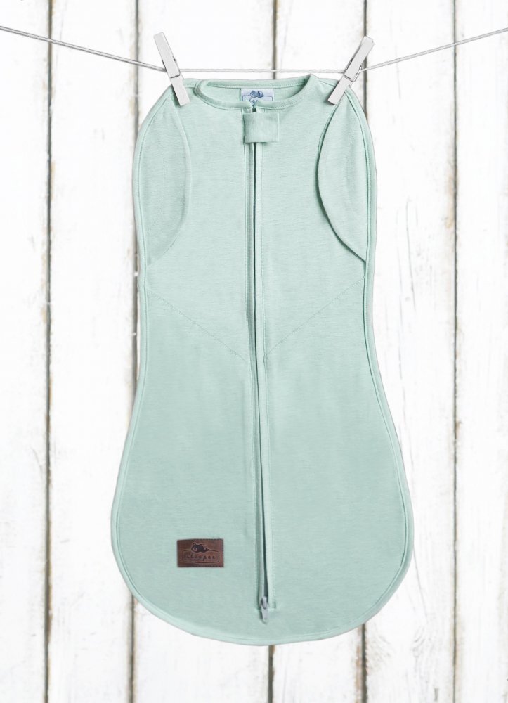 Nor Pufos Saculet swaddle pentru infasat din bumbac + caciulita Second Step menta Sleepee
