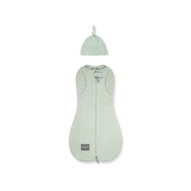 Nor Pufos Saculet swaddle pentru infasat din bumbac + caciulita Second Step menta Sleepee