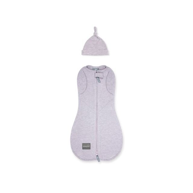 Nor Pufos Saculet swaddle pentru infasat din bumbac + caciulita Second Step roz Sleepee