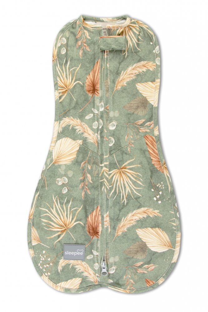 Nor Pufos Saculet swaddle pentru infasat nou nascut + caciulita First Step Boho Green 0.2 Tog Sleepee