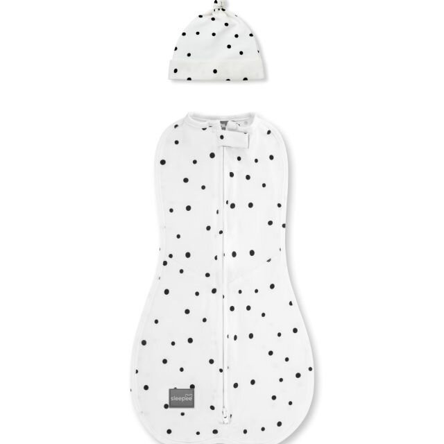 Nor Pufos Saculet Swaddle pentru infasat Nou Nascut + caciulita First Step Dots 0.2 Tog Sleepee