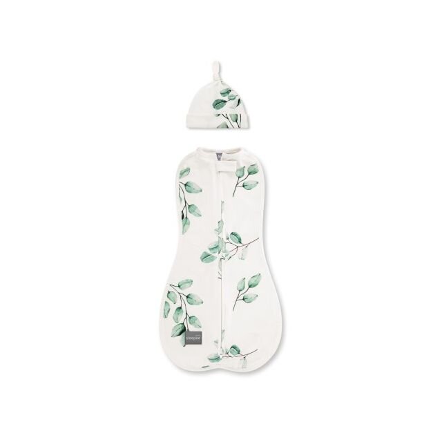 Nor Pufos Saculet Swaddle pentru infasat nou nascut + caciulita First Step Eucalipt Sleepee