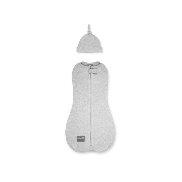 Nor Pufos Saculet swaddle pentru infasat nou nascut + caciulita First Step gri deschis Sleepee