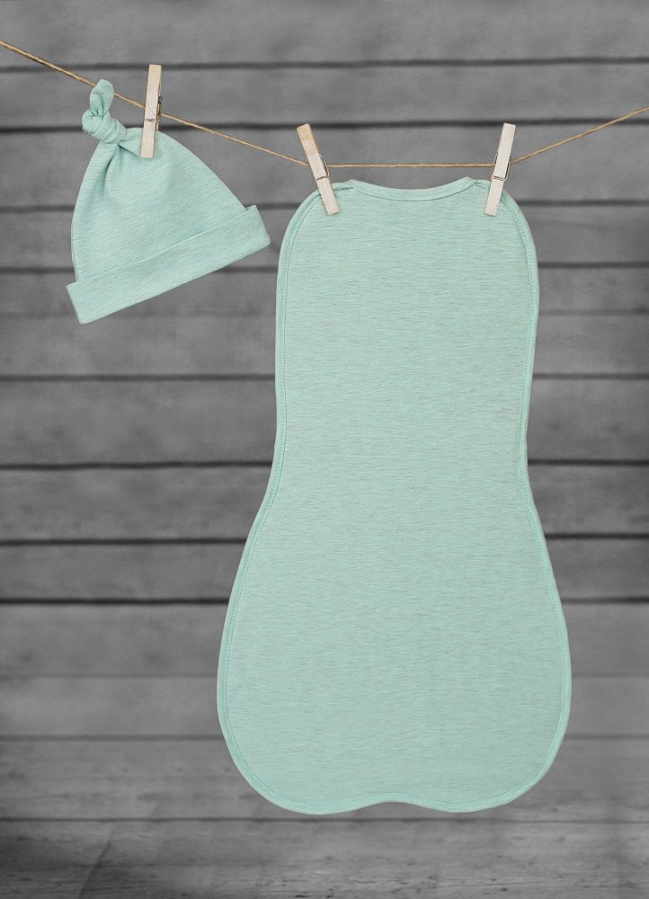 Nor Pufos Saculet swaddle pentru infasat nou nascut + caciulita First Step Menta Sleepee