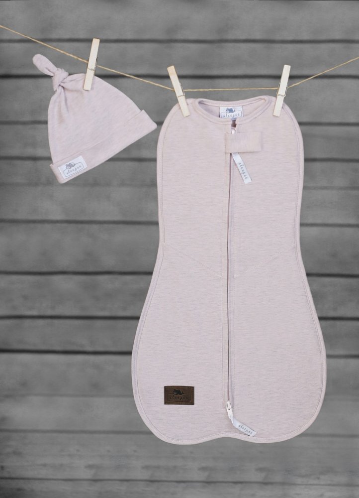 Nor Pufos Saculet swaddle pentru infasat nou nascut + caciulita First Step roz Sleepee