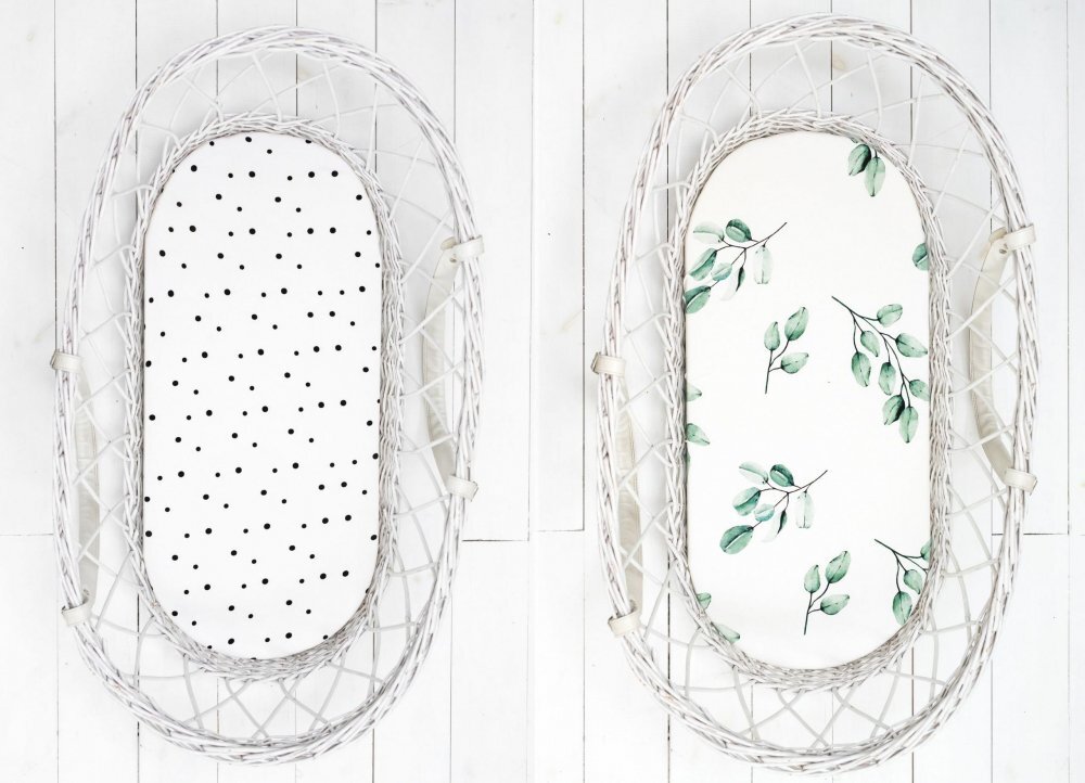 Nor Pufos Set 2 cearsafuri cu elastic pentru landoucosulet bebe EucaliptPuncte Sleepee