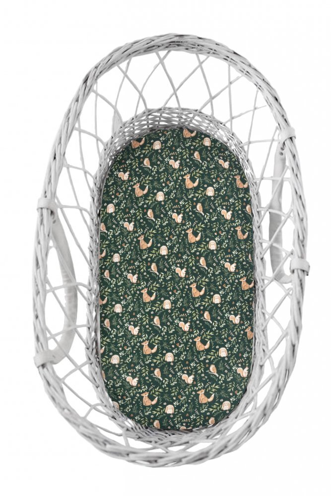 Nor Pufos Set 2 cearsafuri cu elastic pentru landoucosulet bebe Green ForestGri Sleepee