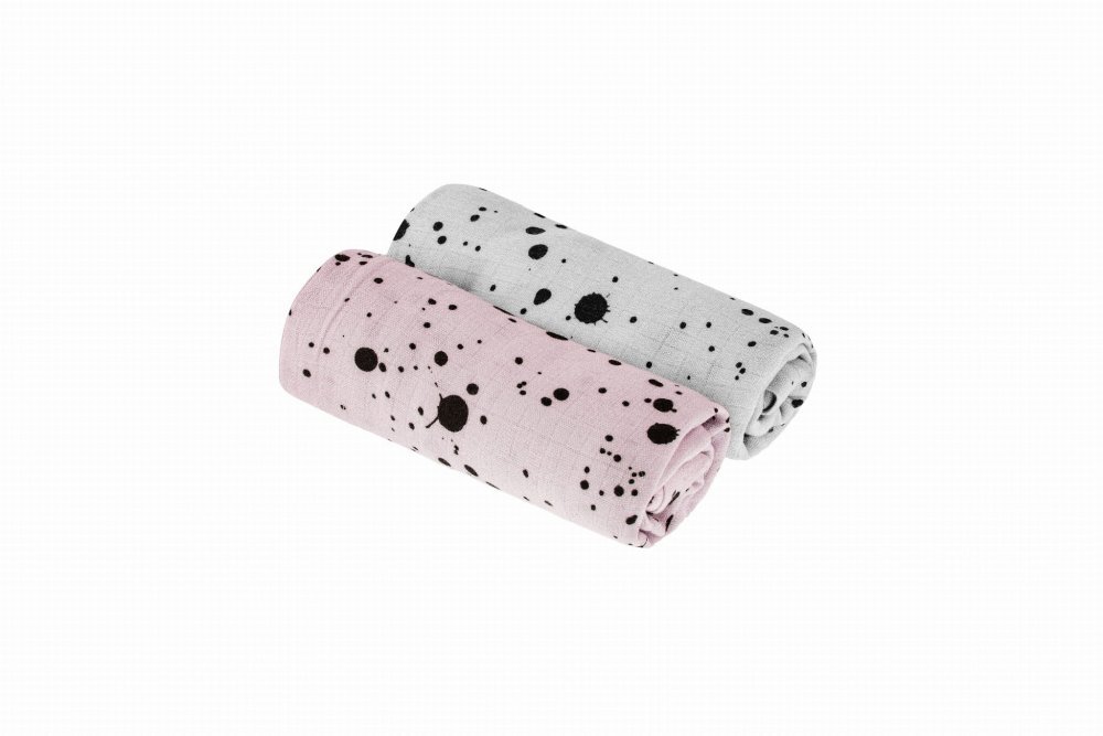 Nor Pufos Set 2 scutece muselina Bambus GriRoz 75x75 cm Sleepee