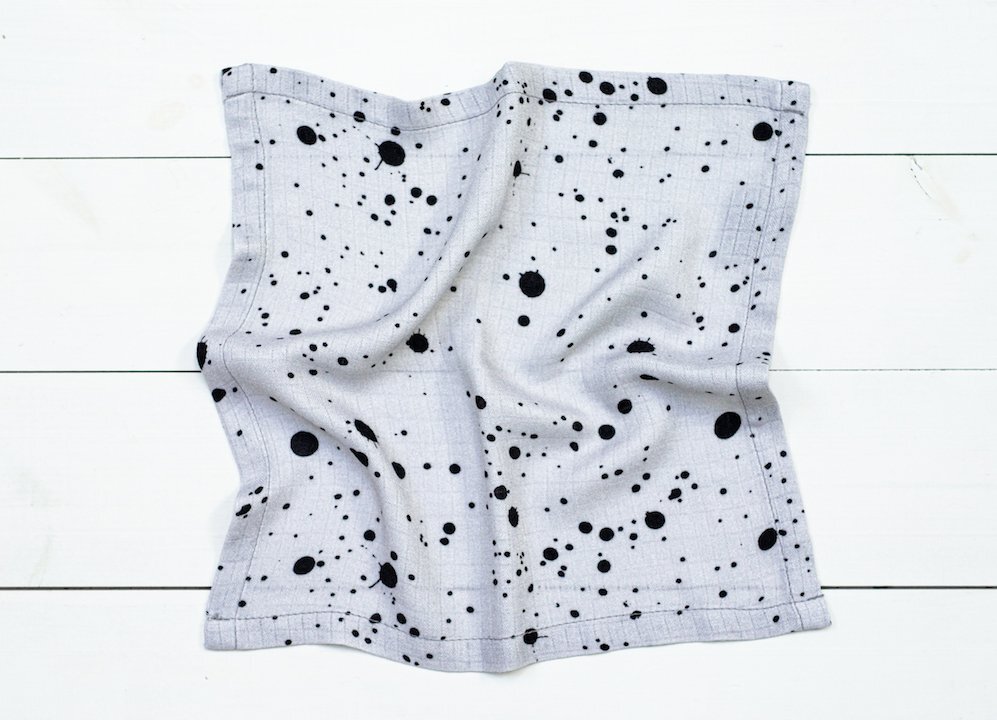 Nor Pufos Set 3 Museline din bambus Dots AlbastruAlbGri Sleepee