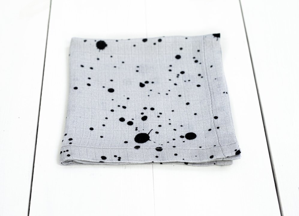 Nor Pufos Set 3 Museline din bambus Dots AlbastruAlbGri Sleepee
