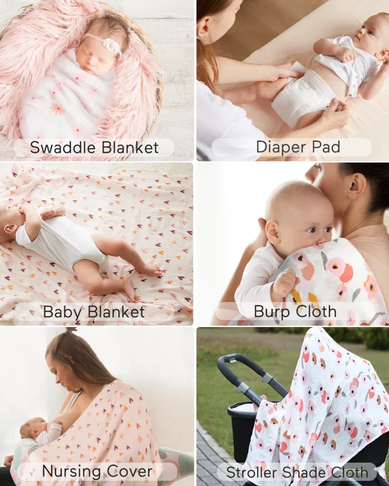 Nor Pufos Set 4 museline din bambus si bumbac 120 x 120 cm Swaddle