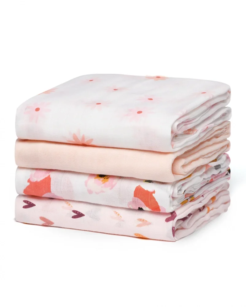 Nor Pufos Set 4 museline din bambus si bumbac 120 x 120 cm Swaddle