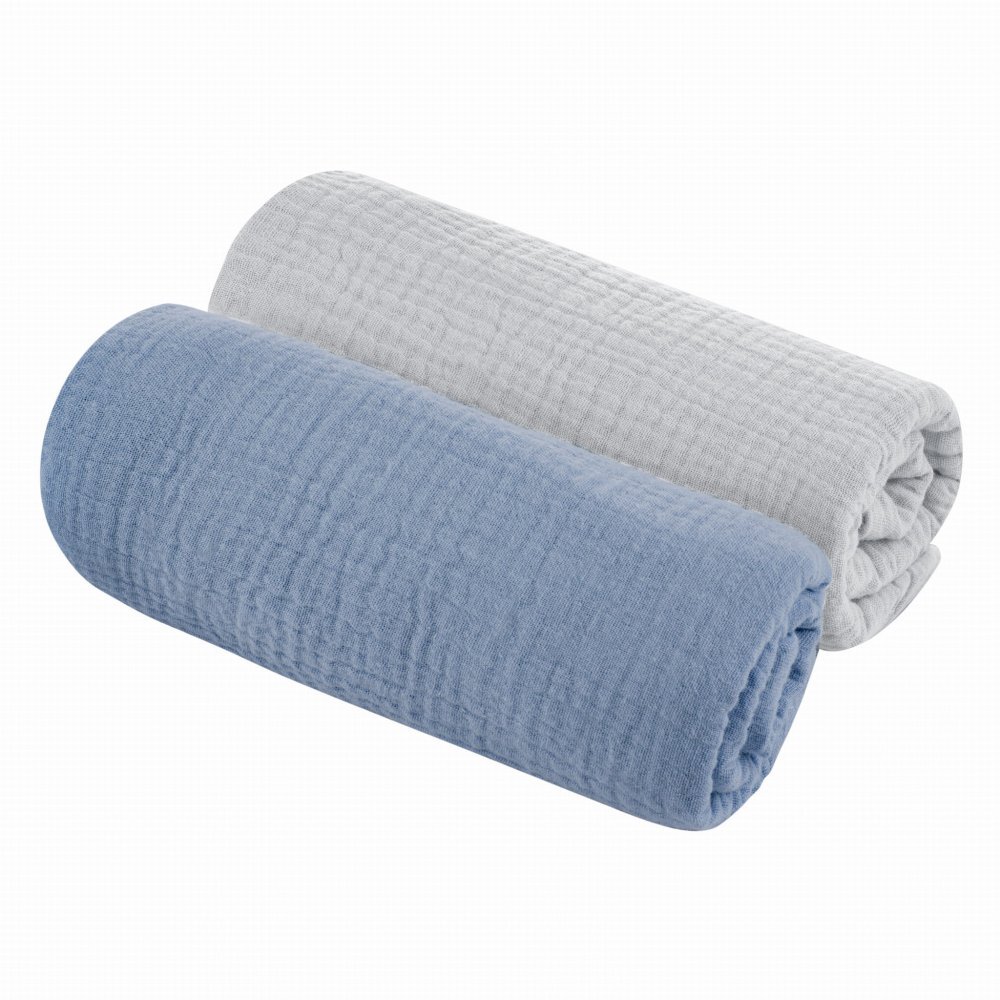 Nor Pufos Set de 2 museline din bumbac organic GriPetrol 75x75 cm Sleepee