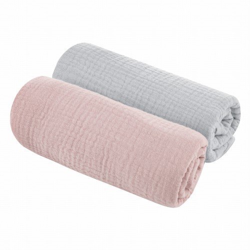 Nor Pufos Set de 2 museline din bumbac organic grirose 75x75 cm Sleepee