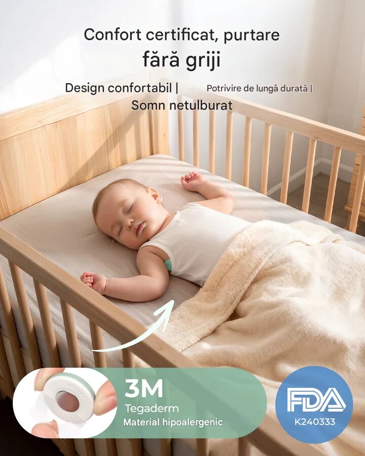 Nor Pufos Termometru tip plasture inteligent pentru bebelusi Momcozy