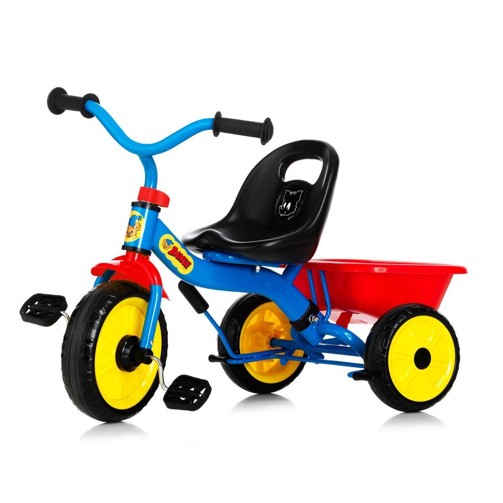 Nordic Hoj Tricicleta pentru copii Bamse cu maner scaun reglabil in 4 pozitii roti solide Eva si functie Free-wheel