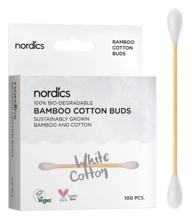 Nordics Betisoare din bumbac si bambus 100 buc alb
