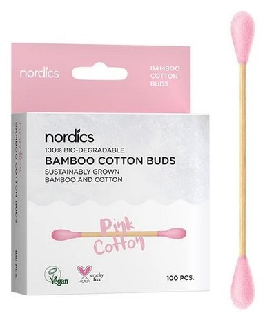 Nordics Betisoare din bumbac si bambus 100buc roz